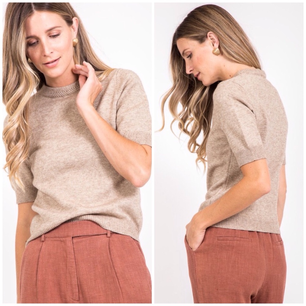 NWT crop knit top with mock neck detail